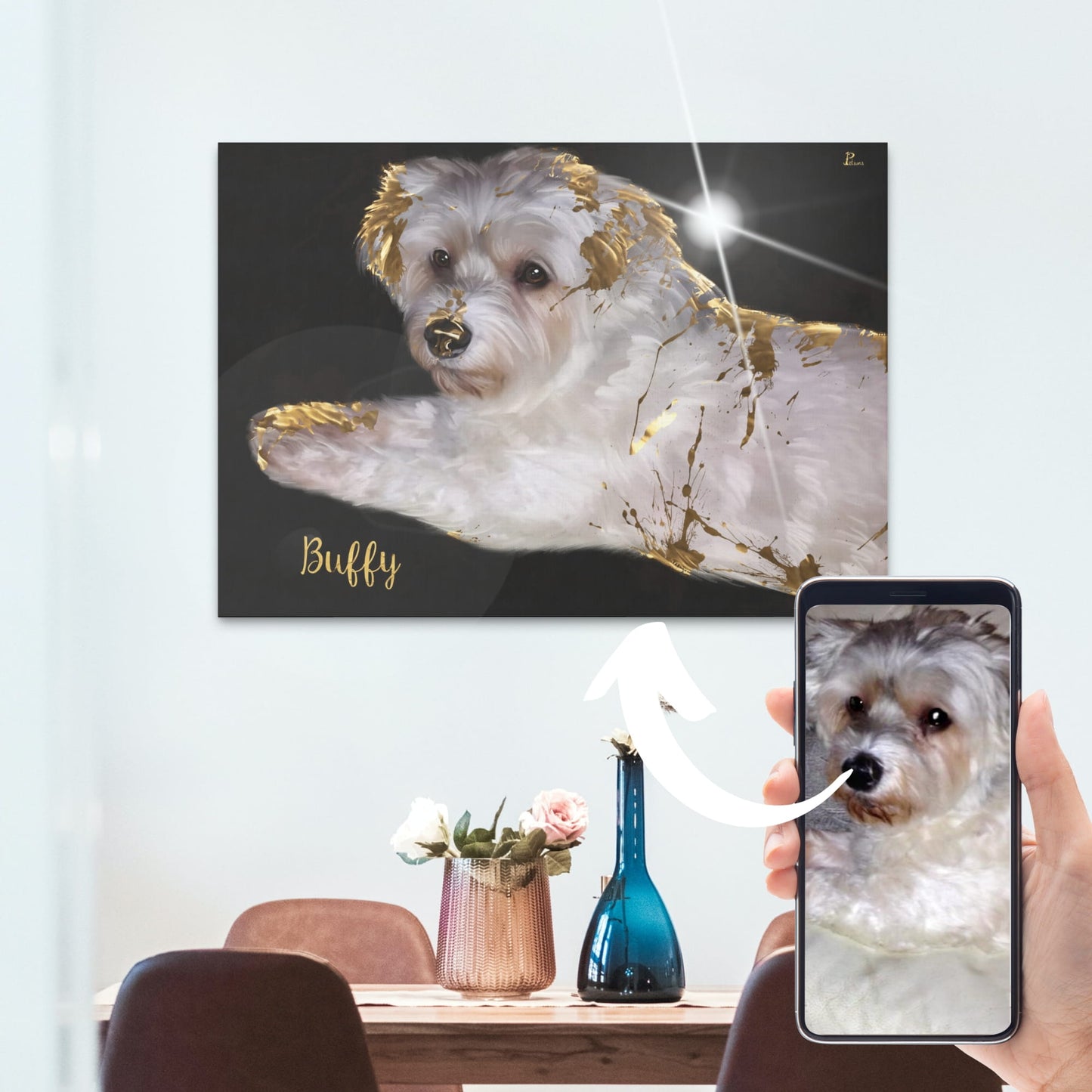 Acrylglas mit Tierportrait im Gold Stil