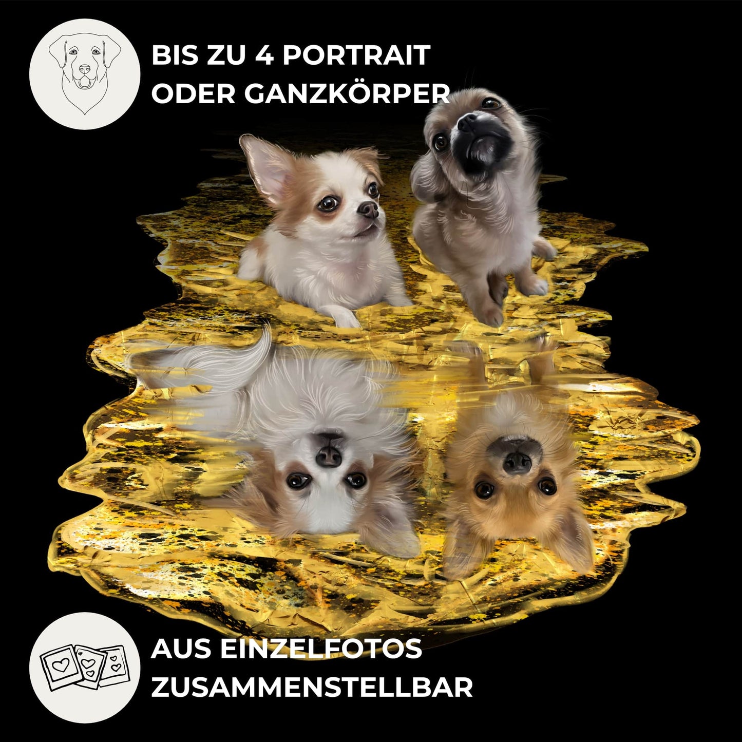 Leinwand mit Tierportrait im Double Stil