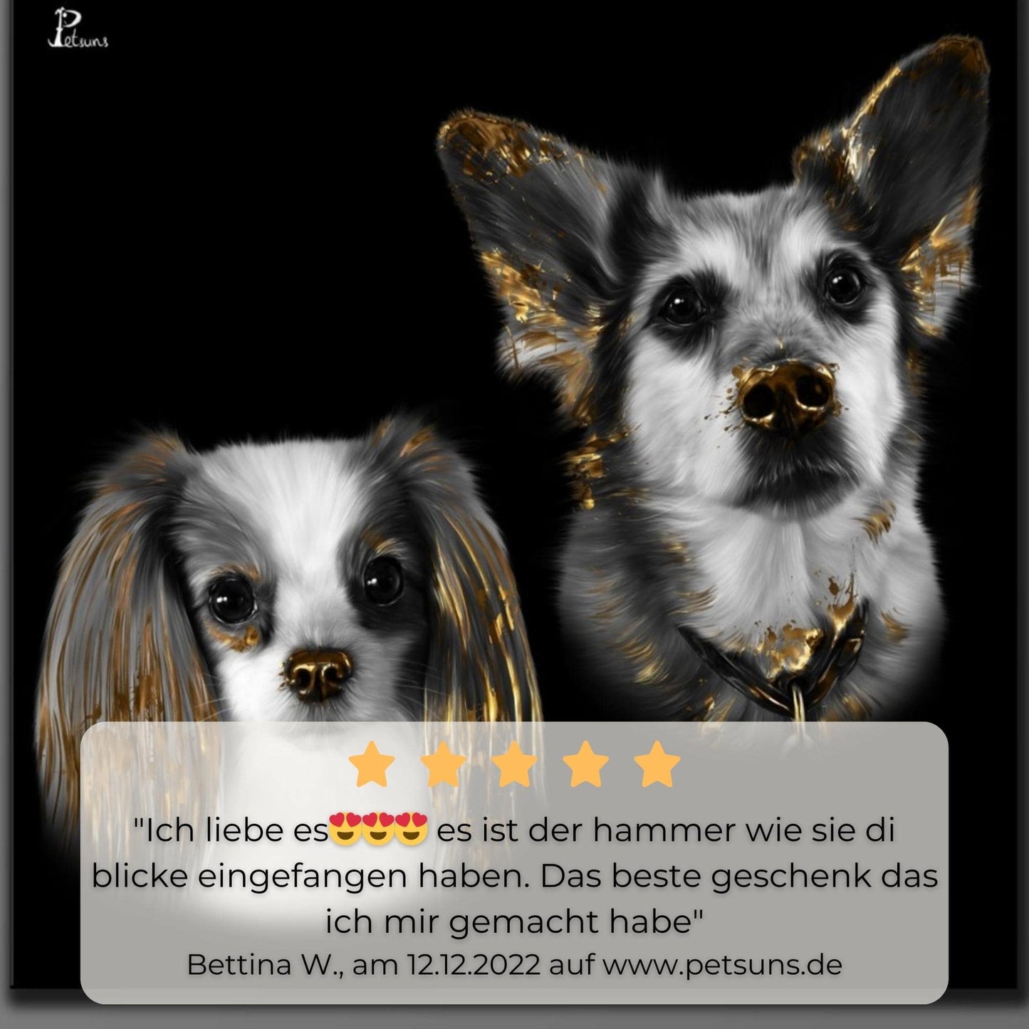 Acrylglas mit Tierportrait im Gold Stil